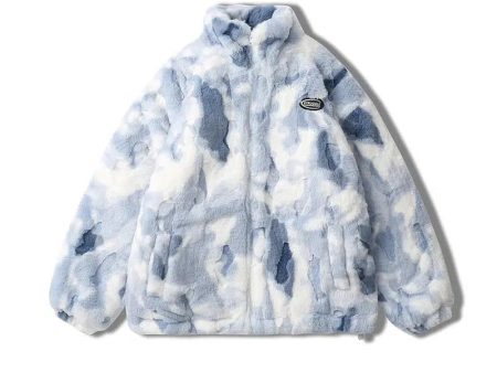 Tie-dye Gradient Color Faux Rabbit Fur Coat Online Hot Sale