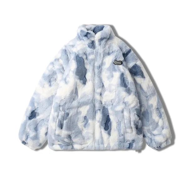 Tie-dye Gradient Color Faux Rabbit Fur Coat Online Hot Sale