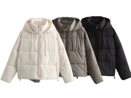 Zipper Closure Hooded Puffer Coat Supply