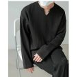 Textured V-neck Long-sleeved Pullover For Cheap