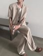 V-neck Cotton and Linen Short-sleeved Suit Hot on Sale