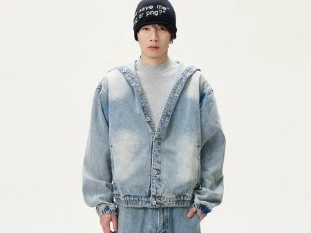 Washed Denim Hooded Jacket Pants Set Cheap