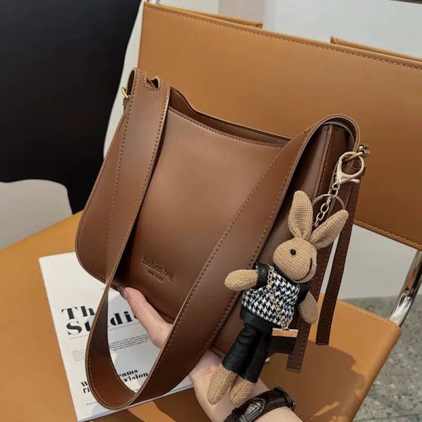 Bunny Charm Leather Shoulder Bag Hot on Sale