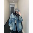 Button Closure Oversized Denim Jacket Hot on Sale