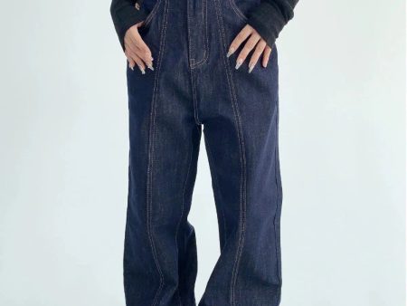 Wide-Leg High-Waisted Denim Pants Online now