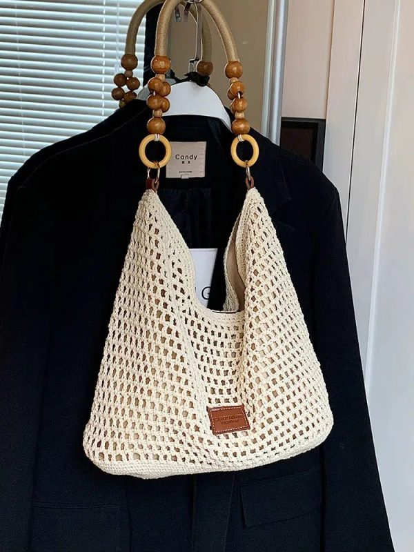 Bead Strap Crochet Shoulder Bag For Discount