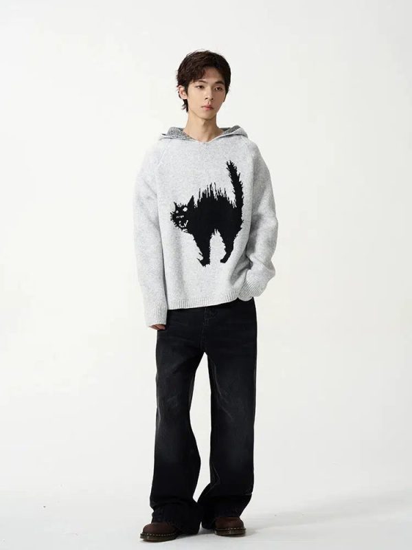 Cat Graphic Hooded Sweater Sale