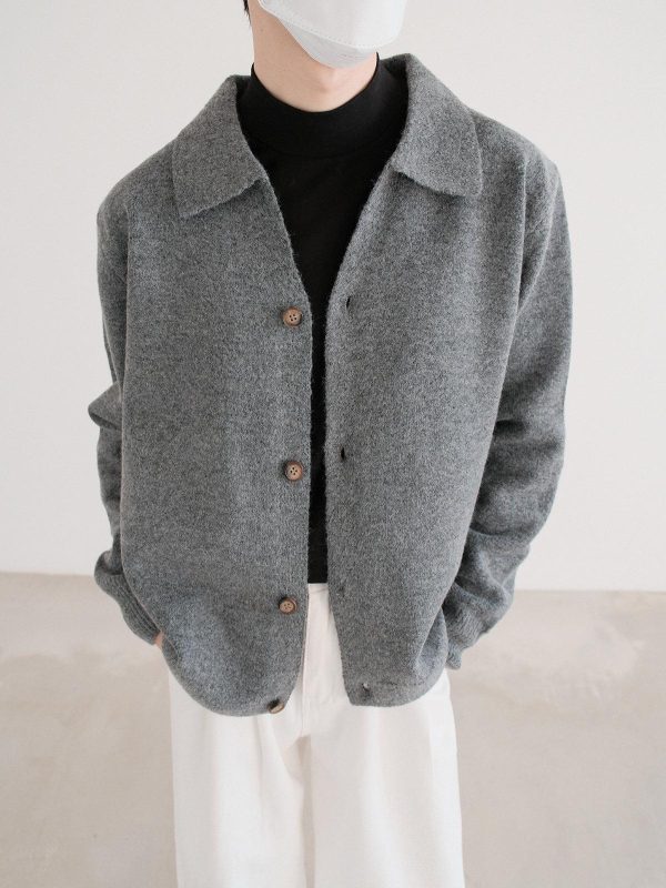 Suede Soft Lapel Cardigan Sweater Cheap