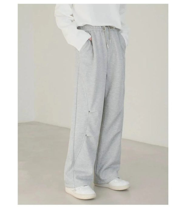 Wide-Leg Drawstring Elastic Sweatpants Sale