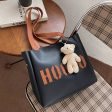 Teddy Bear Charm Letter Print Tote Bag on Sale