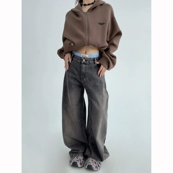 Two-piece Wide-Leg Denim Pants Online Sale