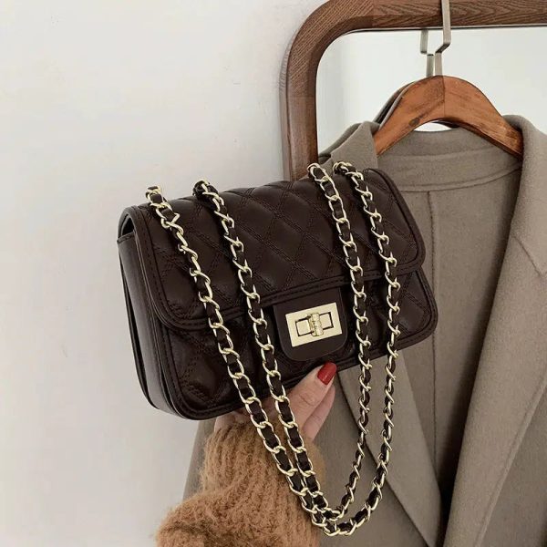 Turn Lock Closure Quilted Chain Bag Online Sale