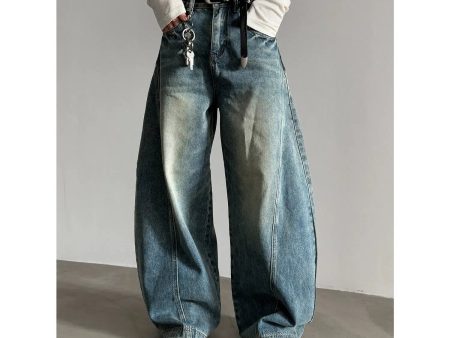 Wide-Leg Vintage Distressed Jeans Sale