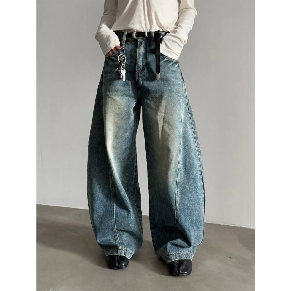 Wide-Leg Vintage Distressed Jeans Sale