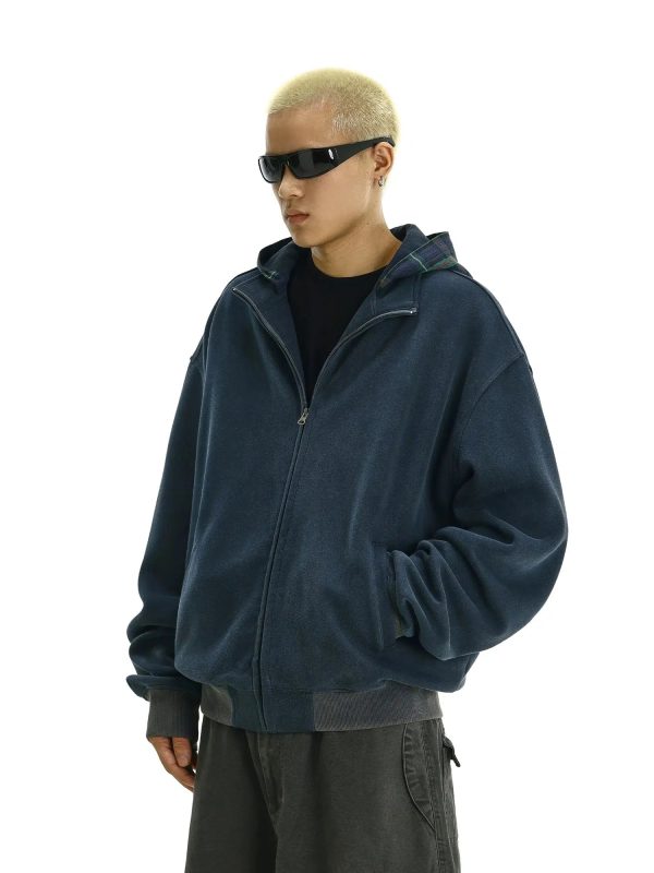 Casual Zip-Up Pockets Hoodie For Sale