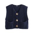 Button Front Knitwear Vest Cheap