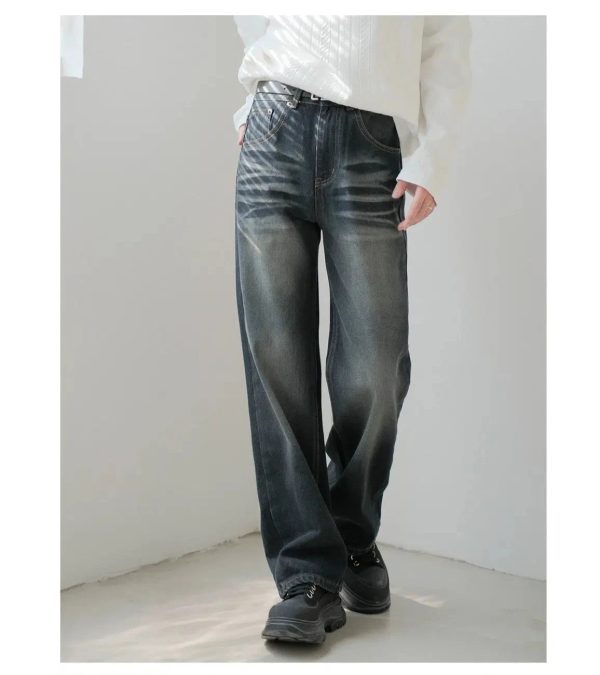 Wide-Leg Straight-leg Blue Jeans Supply