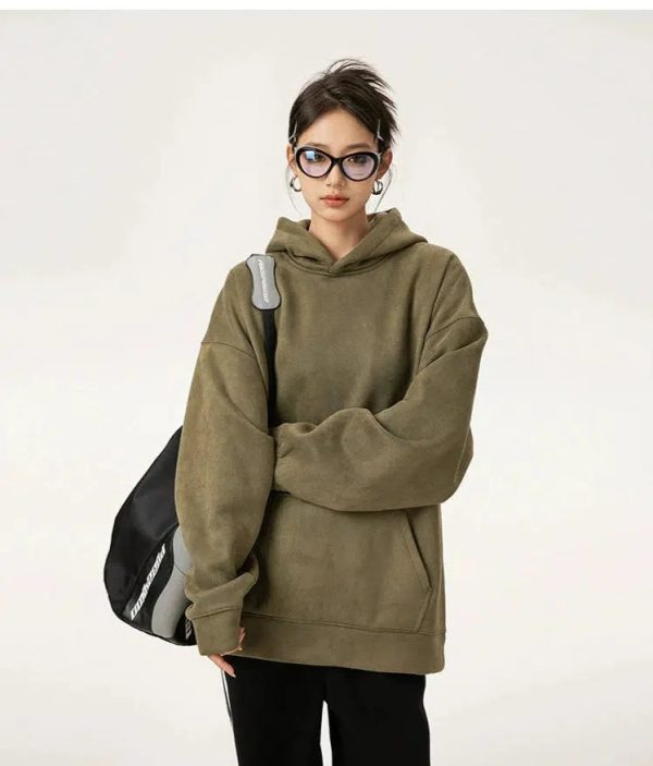 Suede Comfortable Oversized Hoodie Fashion