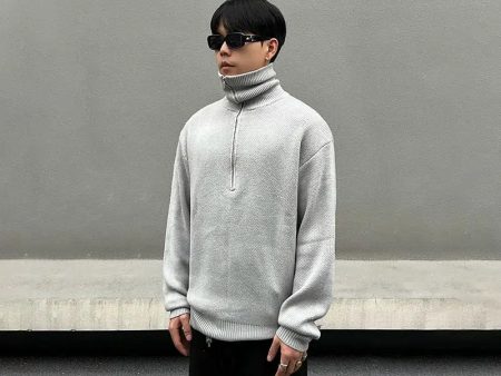 Turtleneck Zipper Knit Sweater Online Hot Sale