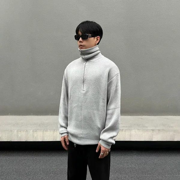 Turtleneck Zipper Knit Sweater Online Hot Sale