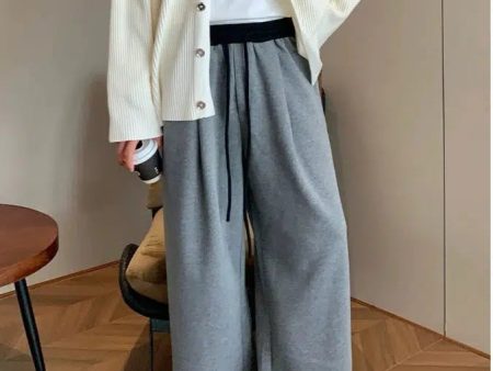 Wide-Leg Drawstring Casual Pants For Discount