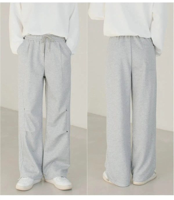 Wide-Leg Drawstring Elastic Sweatpants Sale