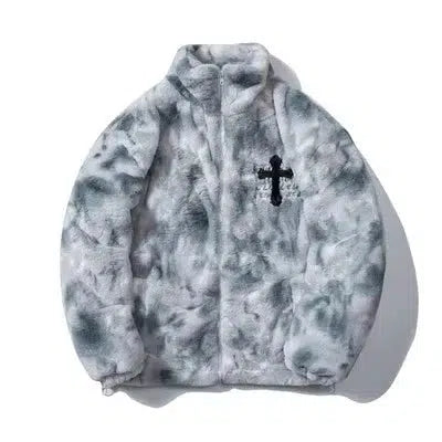 Tie-Dye Furry Quilted Plush Jacket Hot on Sale