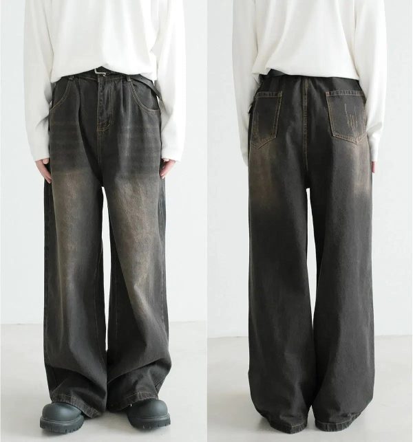 Wide-Leg Relaxed Fit Denim Pants Sale