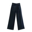 Button Closure Wide-Leg Denim Pants For Sale