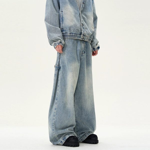 Washed Denim Hooded Jacket Pants Set Cheap