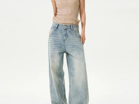 Wide-Leg High-Waist Denim Pants Online Sale