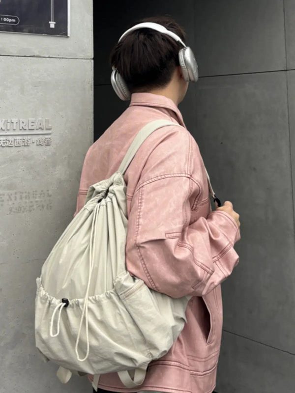 Casual Pockets Drawstring Backpack on Sale