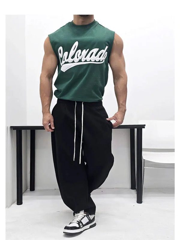 Text Print Crewneck Tank Top For Discount