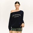 Text Print Off-Shoulder Pullover Fashion