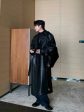 Black Long Leather Coat Hot on Sale