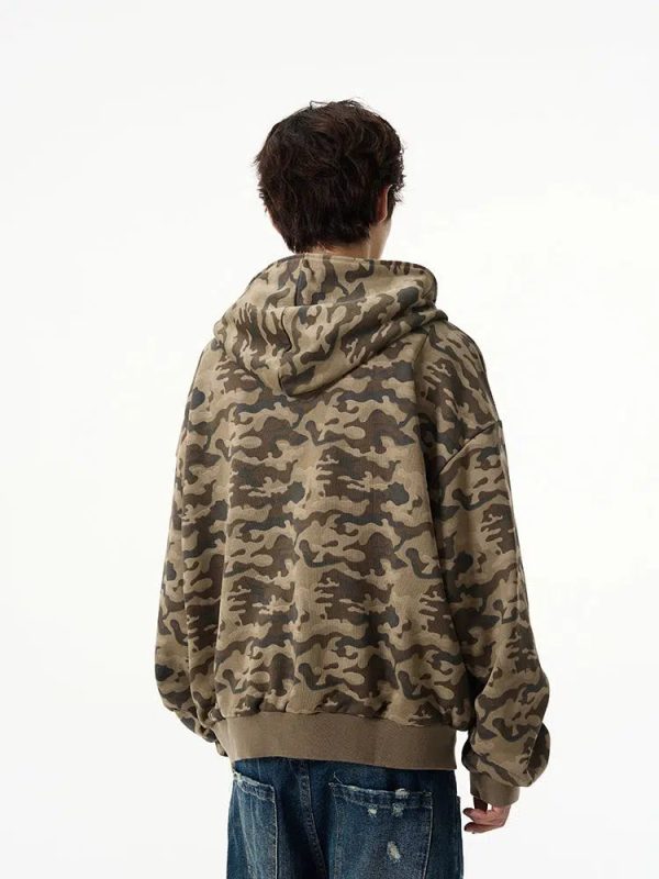 Camouflage Zip-Up Hoodie Online Hot Sale