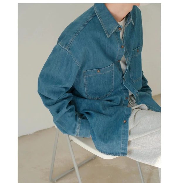 Button-Up Denim Shirt Online now