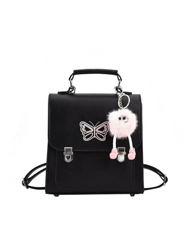 Butterfly Embroidered Leather Backpack Discount