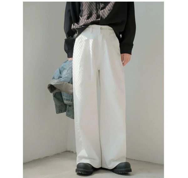 Wide-leg High-waist White Jeans Online Sale