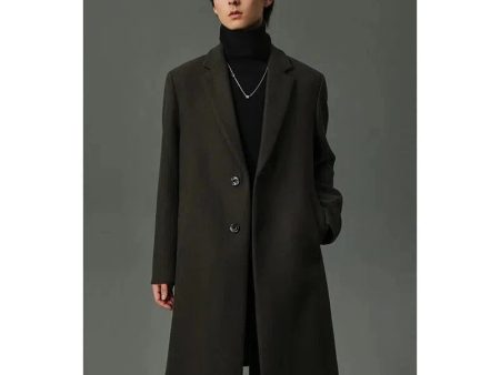 Wool Overcoat with Button Closure Online Hot Sale