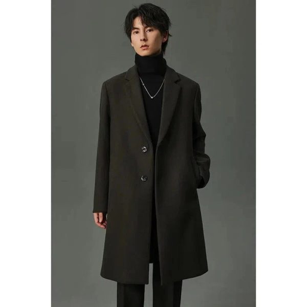 Wool Overcoat with Button Closure Online Hot Sale