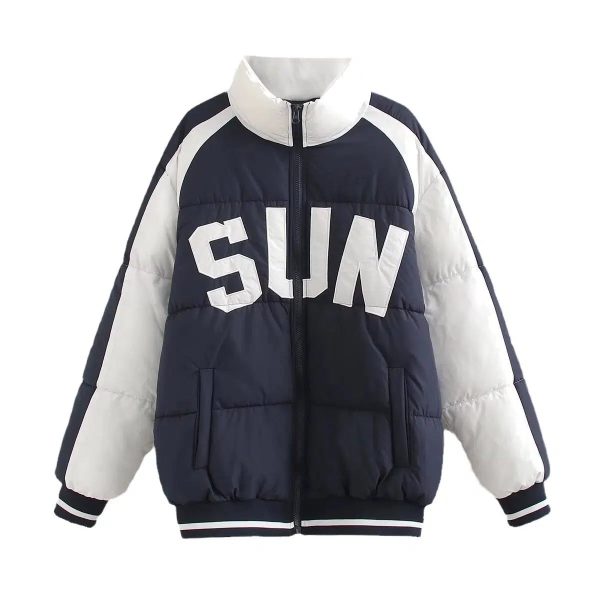 SUN  Lettering Puffer Jacket For Cheap