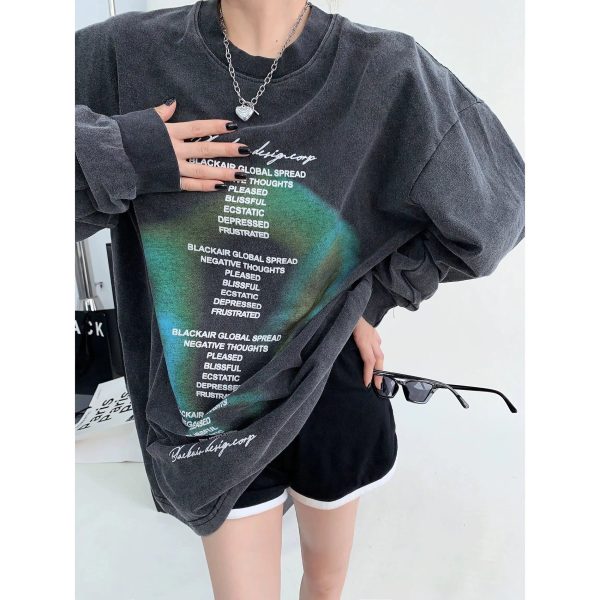 Casual Graphic Print Long Sleeve Top For Cheap