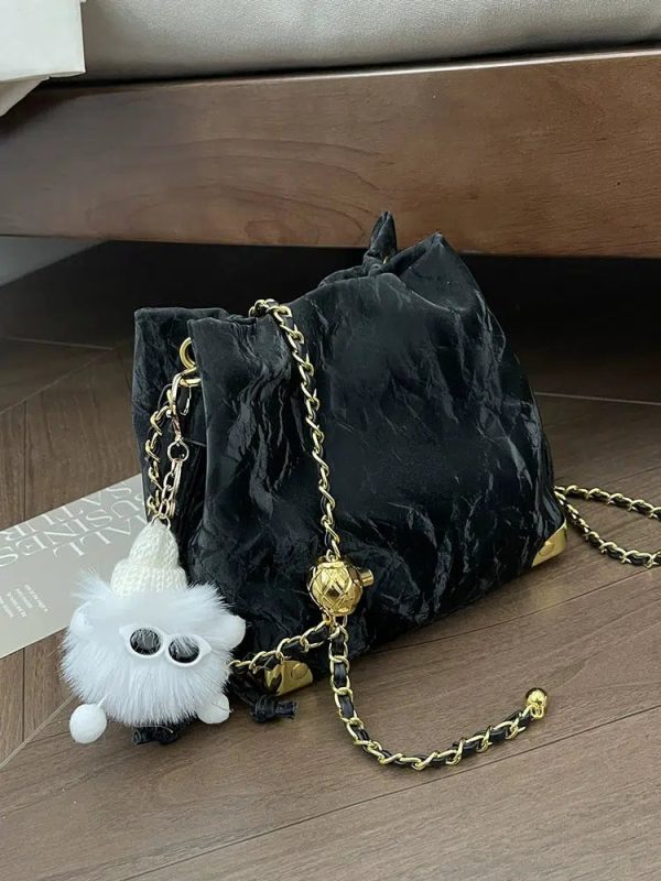 Chain Strap Drawstring Bucket Bag Online