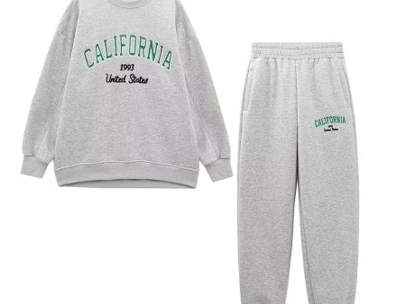 California Print Sweatshirt Pants Set Online Hot Sale