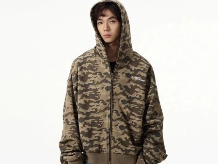 Camouflage Zip-Up Hoodie Online Hot Sale