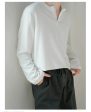 Textured V-neck Long Sleeve T-shirt Online Sale