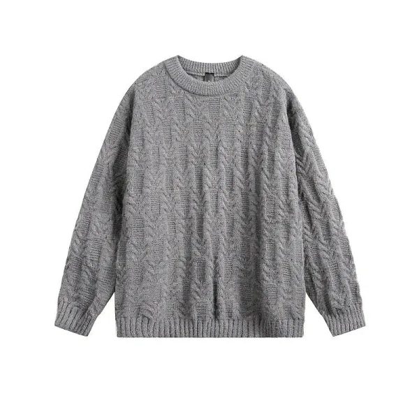 Textured Design Cable Knit Sweater Cheap