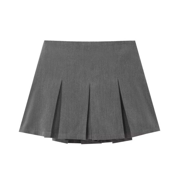 Casual High Waist Wide Pleated Skirt Online Sale