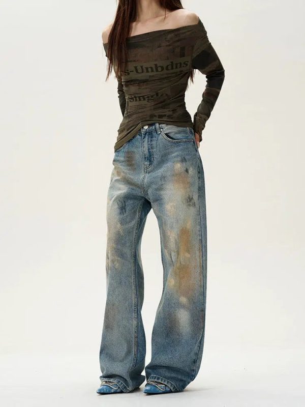 Wide-Leg Straight-leg Jeans Online Hot Sale